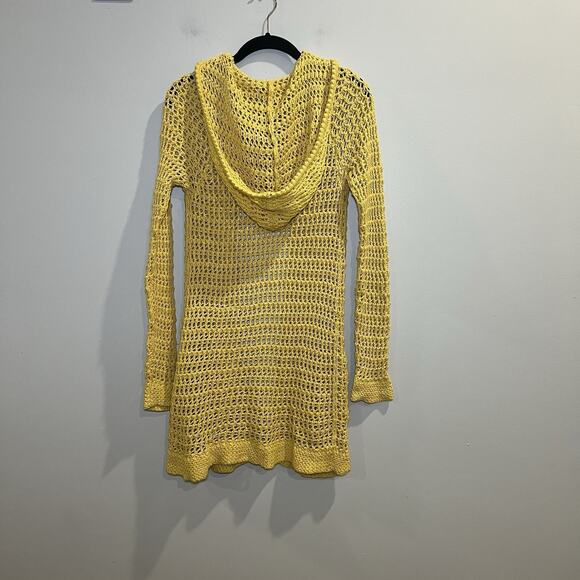 Charlie & Robin Anthropologie Butter Yellow Open-Knit Cardigan Sweater Size S - Picture 2 of 7